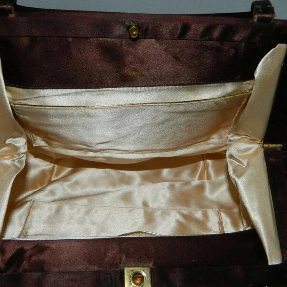 JOSEF Italian Made Brown Sateen Crepe Handbag - Picture 4 of 6
